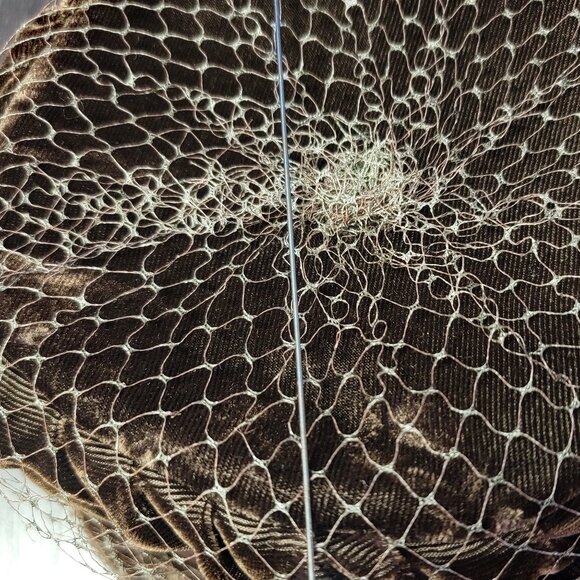 Vintage Brown Velvet Cloche Hat with Veil and Hat Pin main image 5